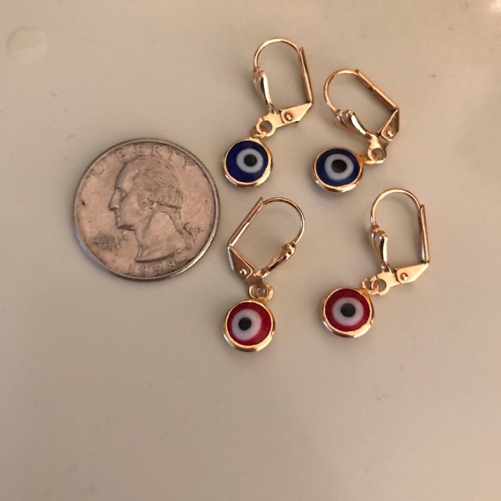 🧿 TWO pairs Evil Eye Dangle Earrings